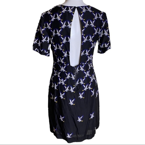 Eleven Paris Dress Teagle Bird Print With Cut Out Back ASOS M Size 8 US - Picture 6 of 16